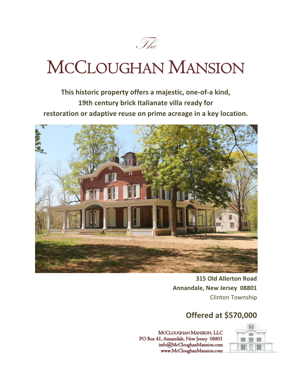 Mccloughan Mansion Prospectus