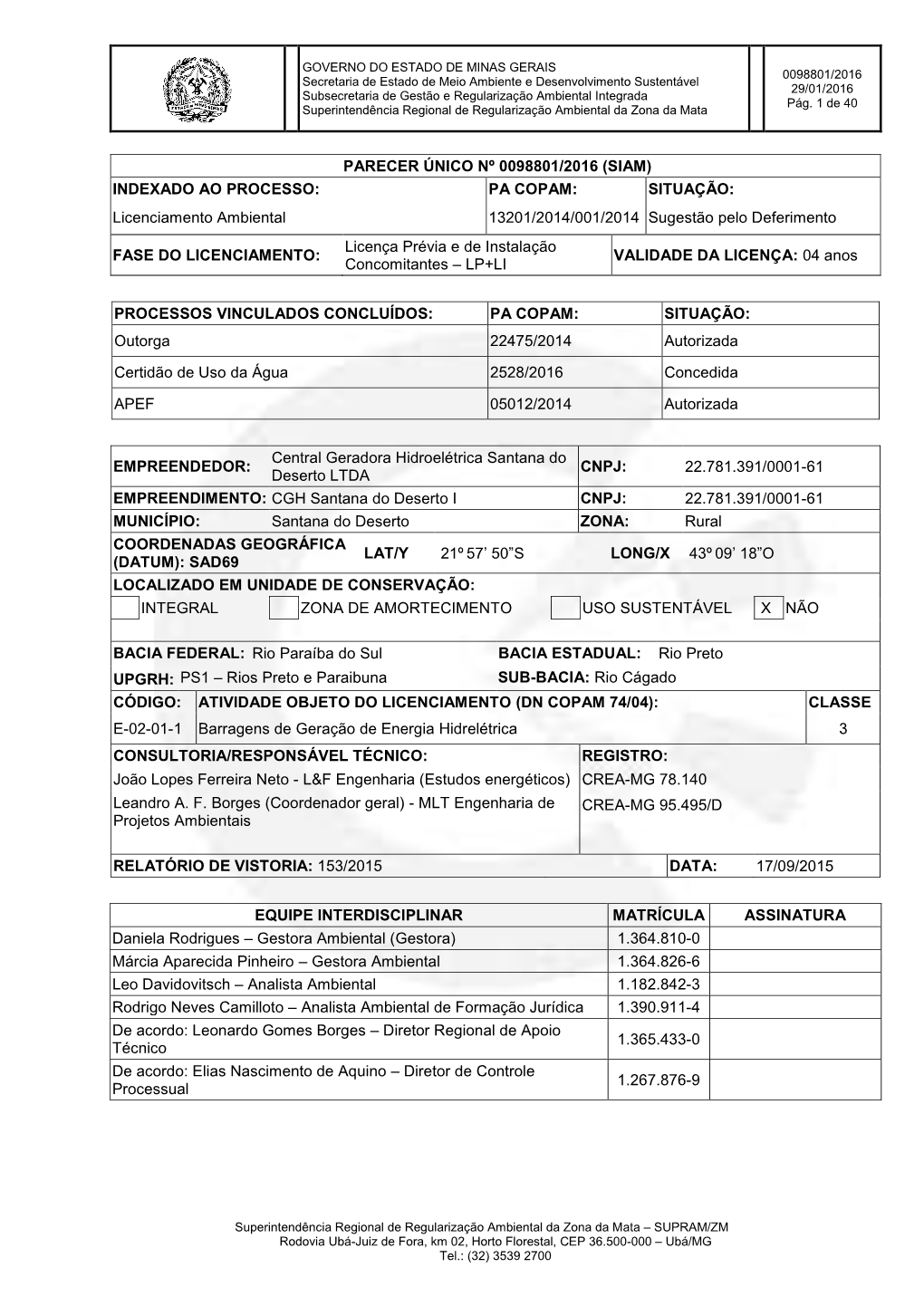 Parecer CGH Santana Do Deserto.Pdf