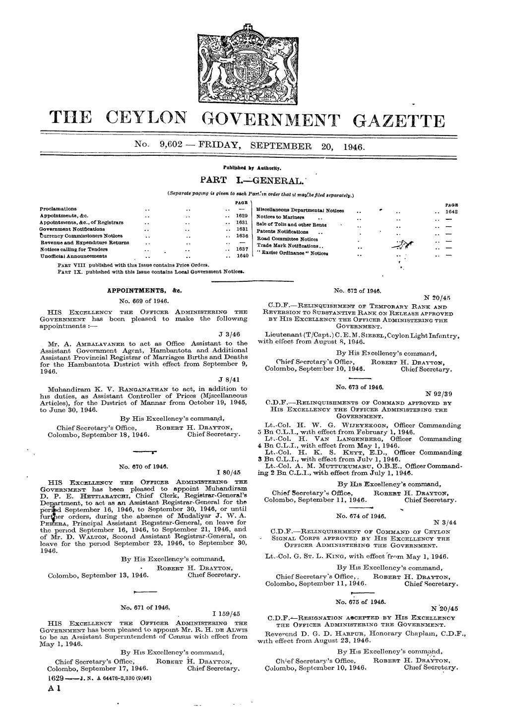 The Ceylon Government Gazette