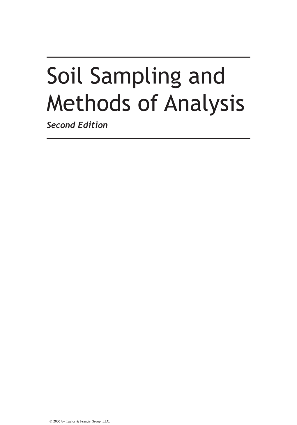 Methods of Analysis Soil Sampling