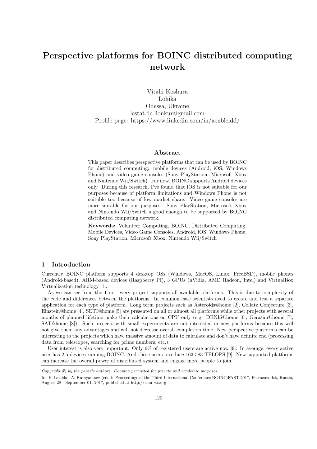 Perspective Platforms for BOINC Distributed Computing Network