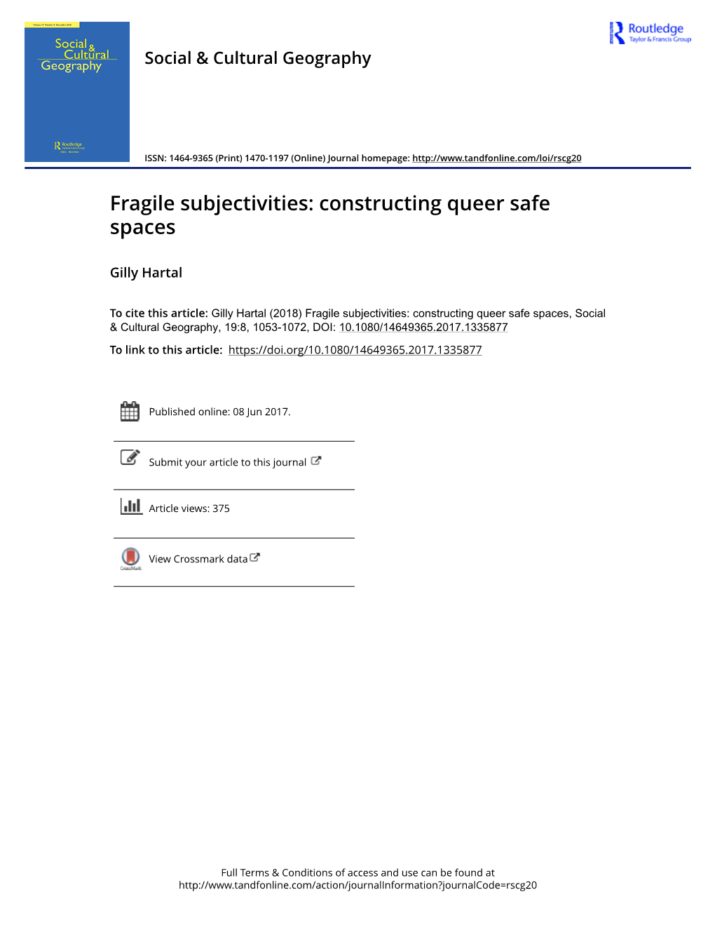 Fragile Subjectivities: Constructing Queer Safe Spaces