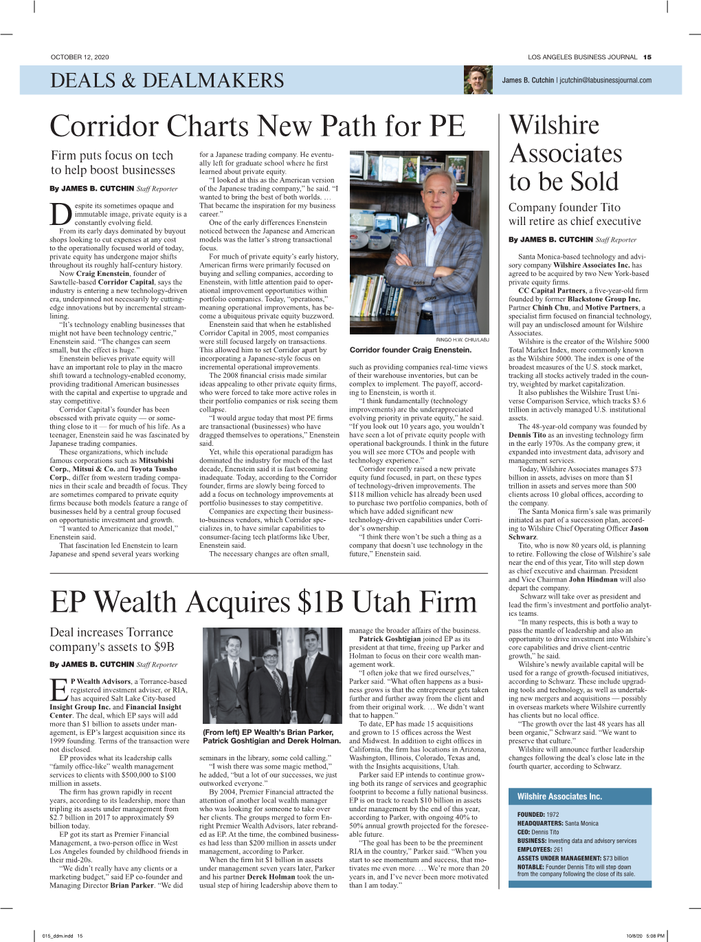 Corridor Charts New Path for PE EP Wealth Acquires $1B Utah Firm