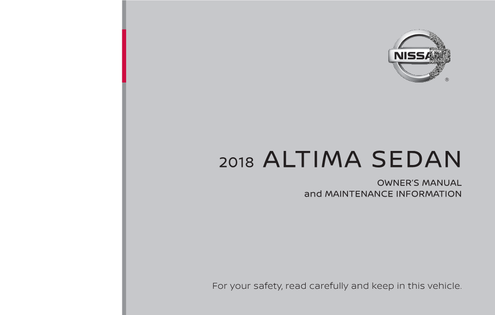 2018 Nissan Altima Sedan | Owner's Manual and Maintenance Information