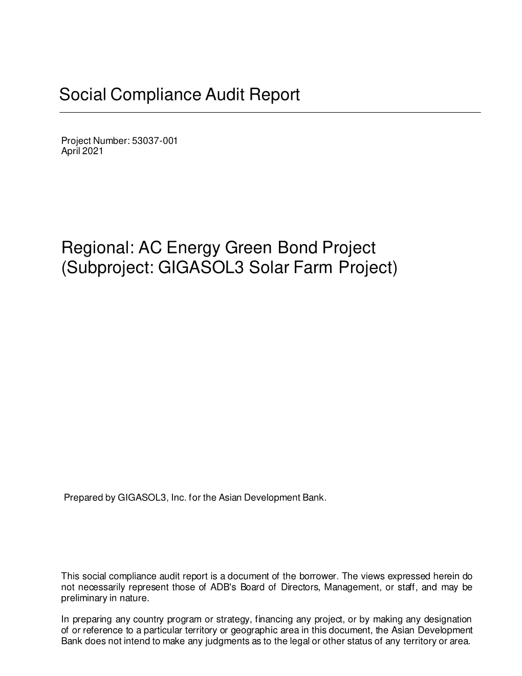 53037-001: AC Energy Green Bond Project