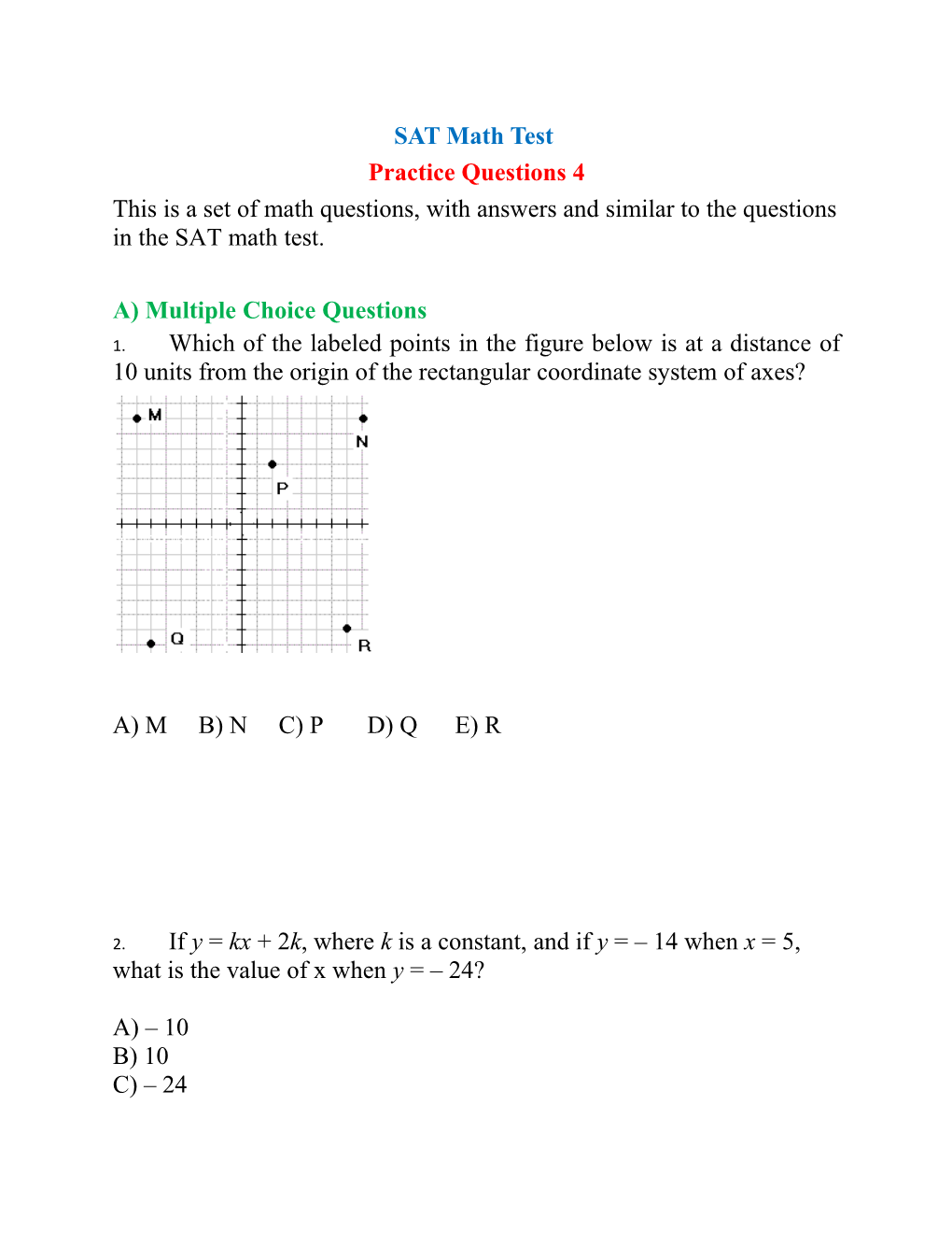 Practice Questions 4