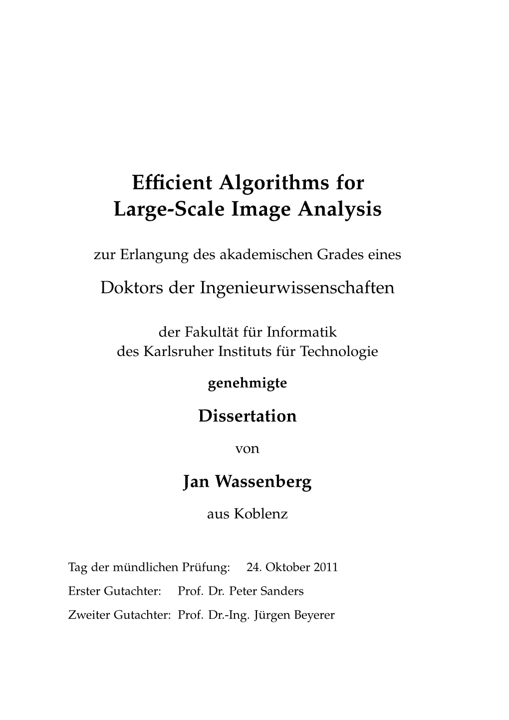 Efficient Algorithms for Large-Scale Image Analysis