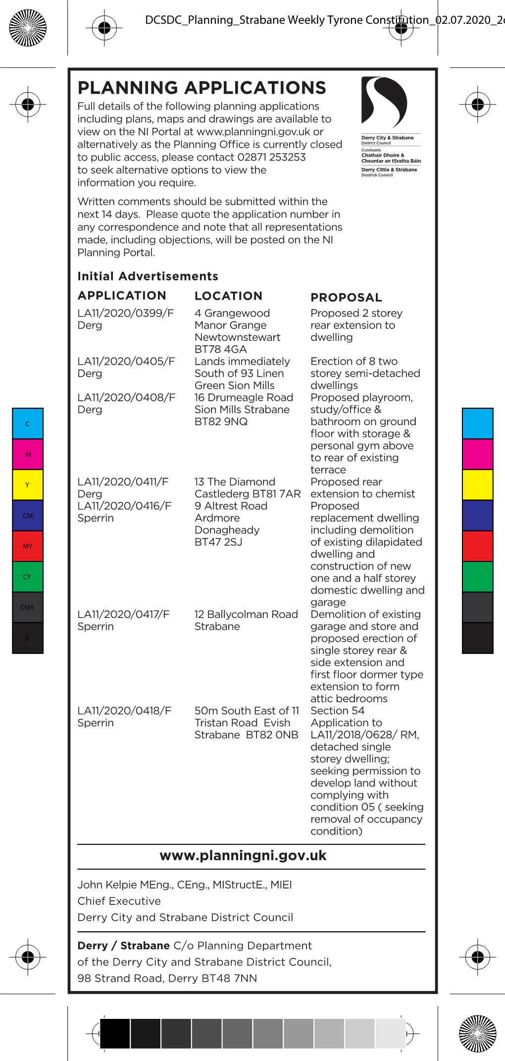 DCSDC Planning Strabane Weekly Tyrone Constitution 02.07.2020 2Clms X 160Mm Draft 2.Pdf 1 24/06/2020 16:38:29