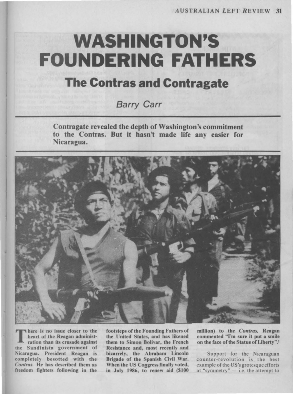 Washington's Foundering Fathers: the Contras and Contragate