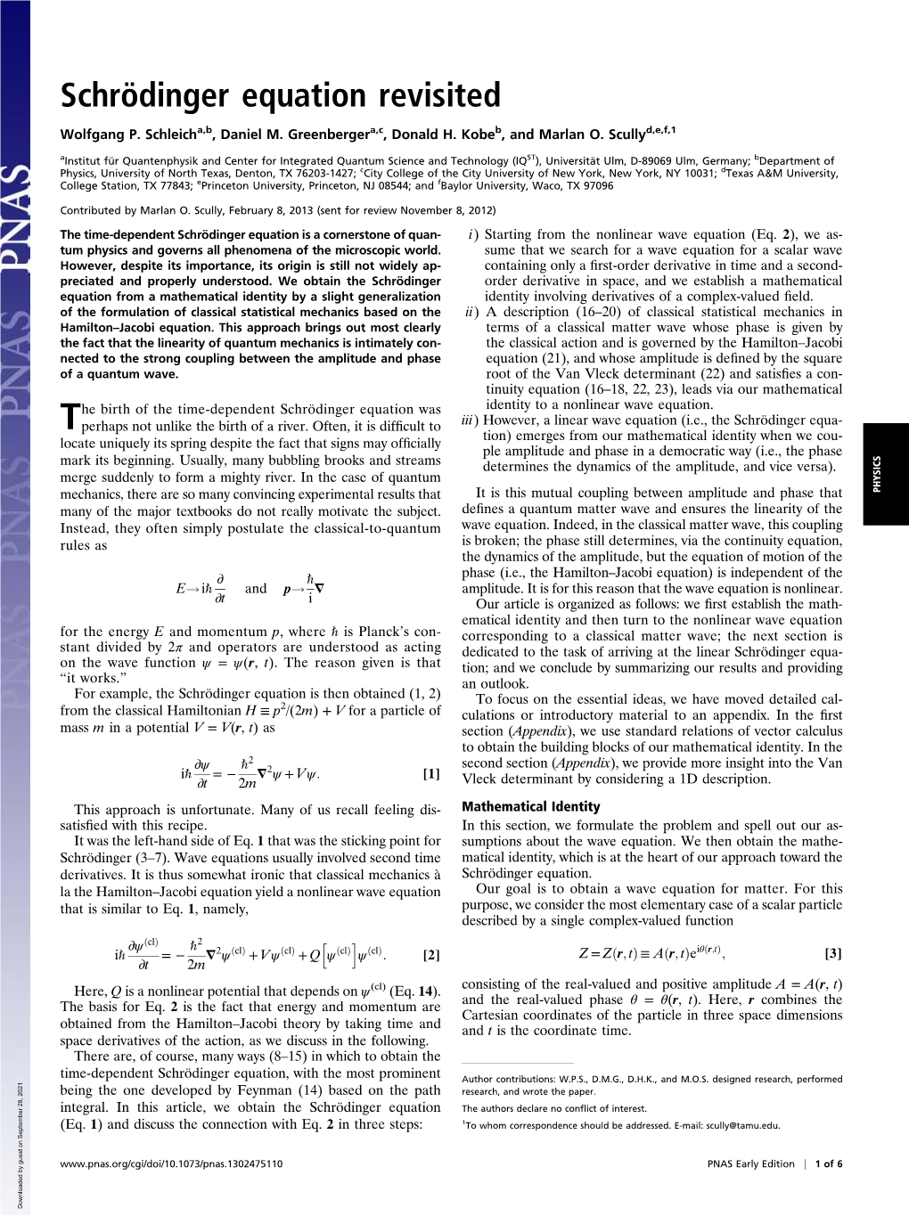 Schrödinger Equation Revisited