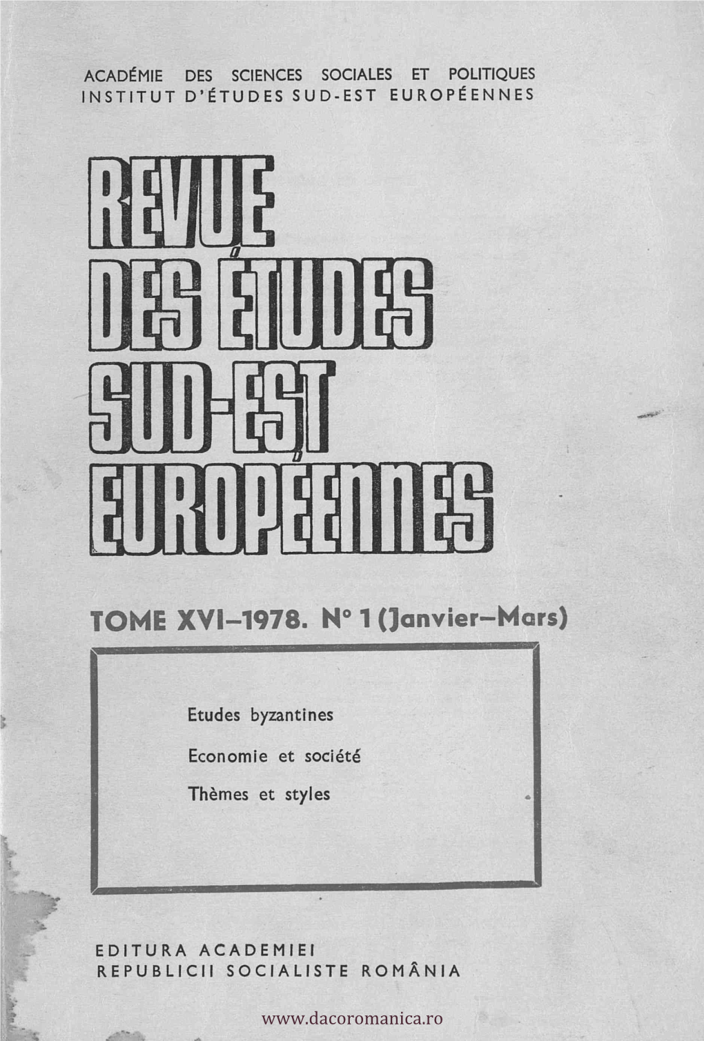 Tome Xvi 1978. N° 1