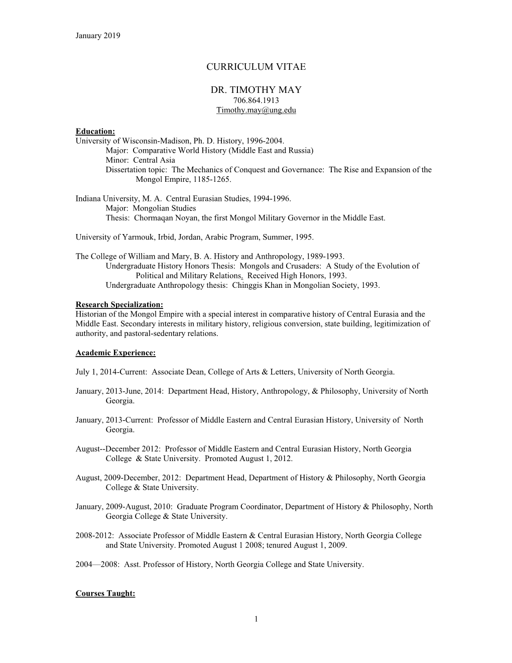 Curriculum Vitae Dr. Timothy