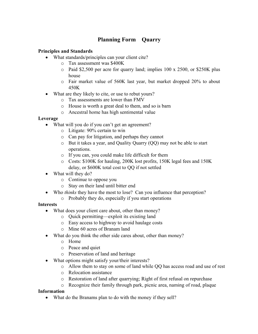 Negotiation Planning/Evaluation Form