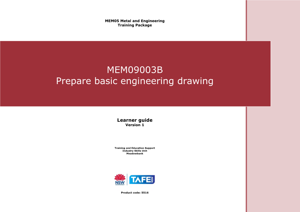 MEM09003B Prepare Basic Engineering Drawing