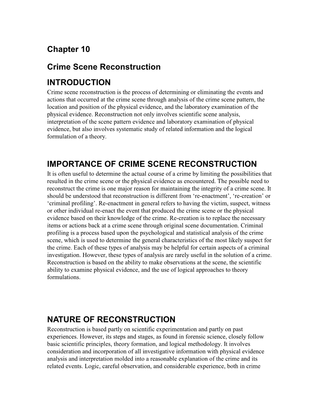 Crime Scene Reconstruction