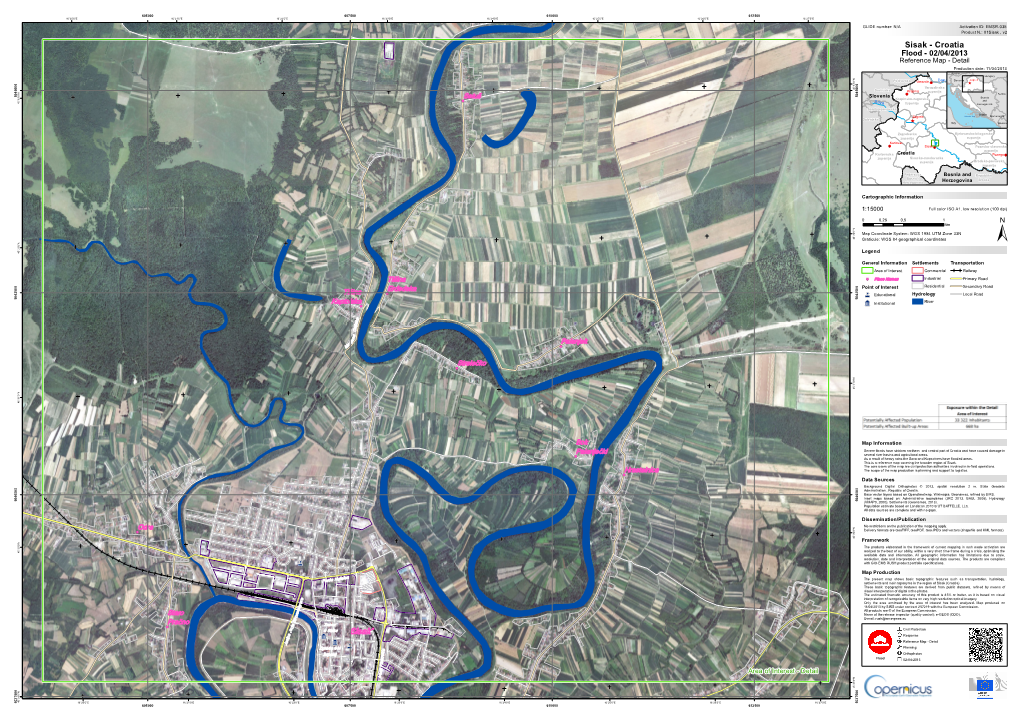 Sisak , V2 Sisak - Croatia Flood - 02/04/2013 Reference Map - Detail Production Date: 11/04/2013 Austria Hungary N 