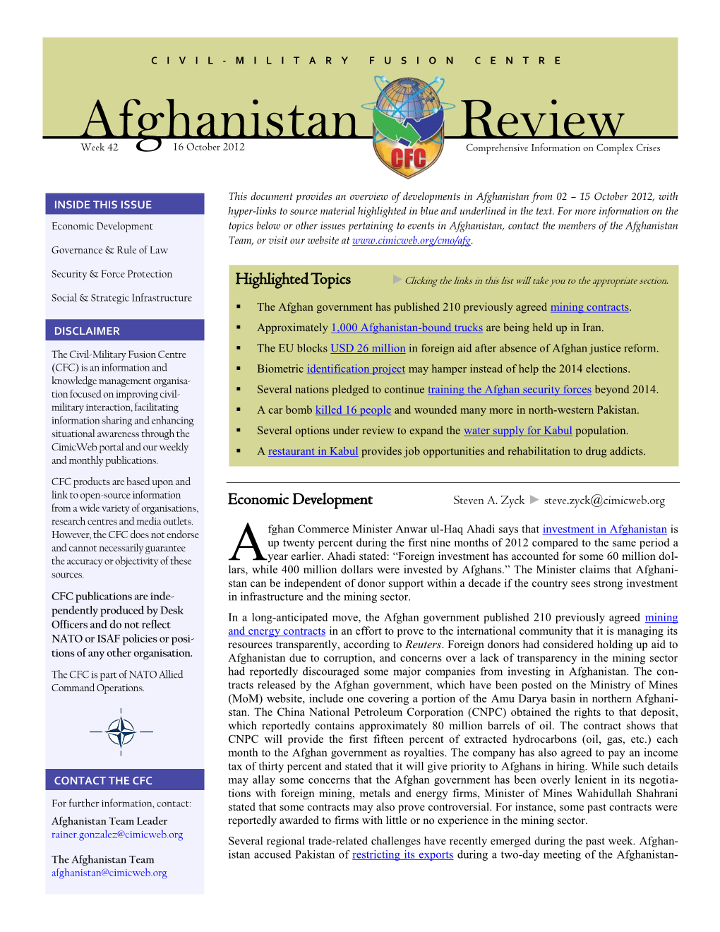 Afghanistan Review, 18 September 2012