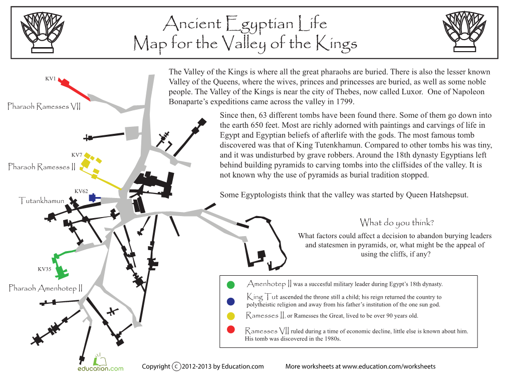 Ancient Egyptian Life Map for the Valley of the Kings