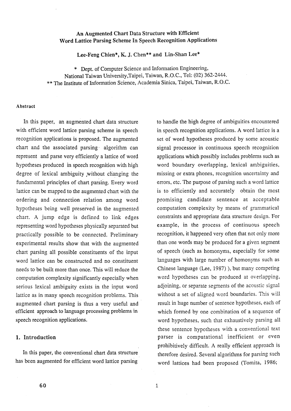 An Augmented Chart Data Structure with Efficient Word Lattice Parsing Scheme in Speech Recognition Applications