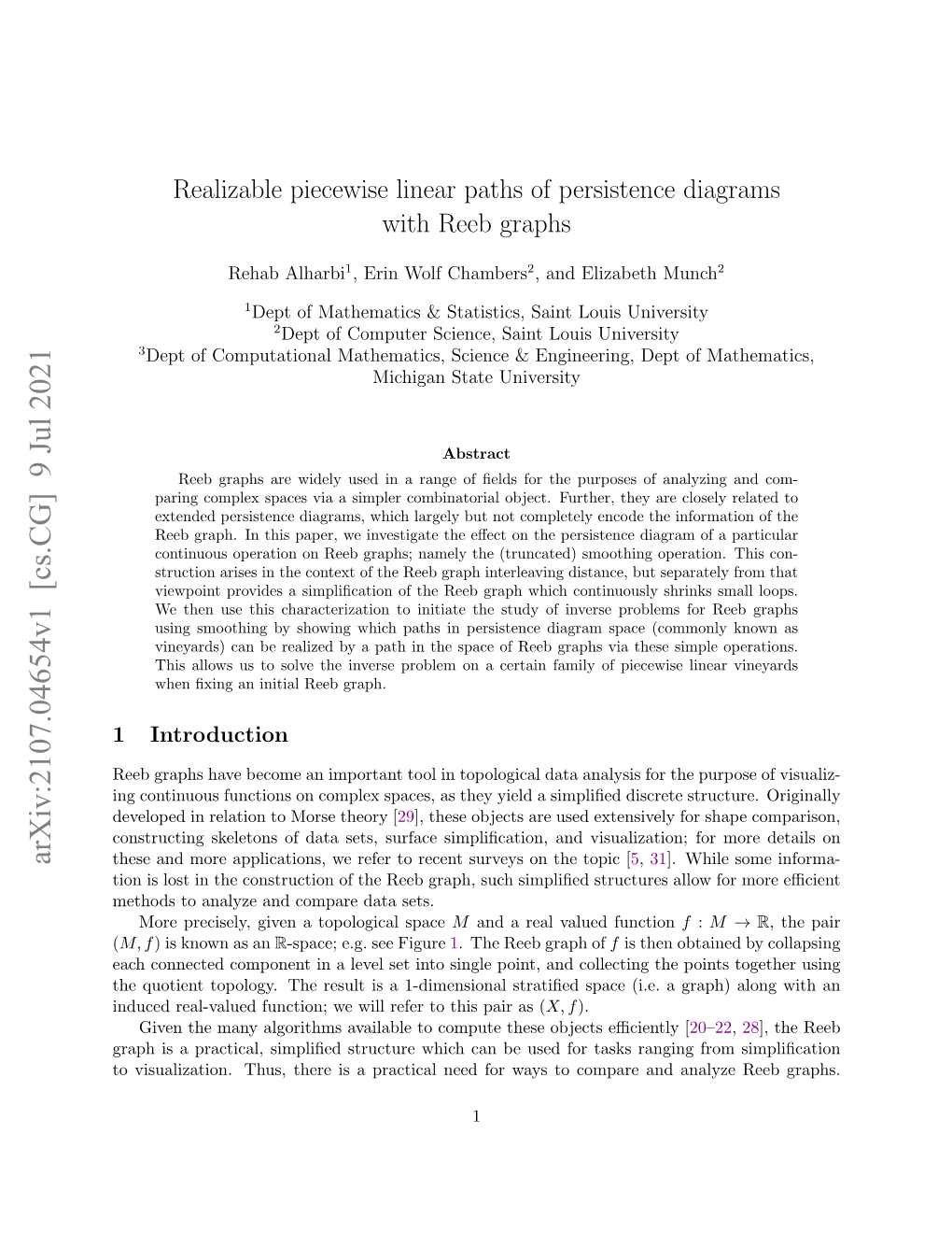 Realizable Piecewise Linear Paths of Persistence Diagrams with Reeb Graphs