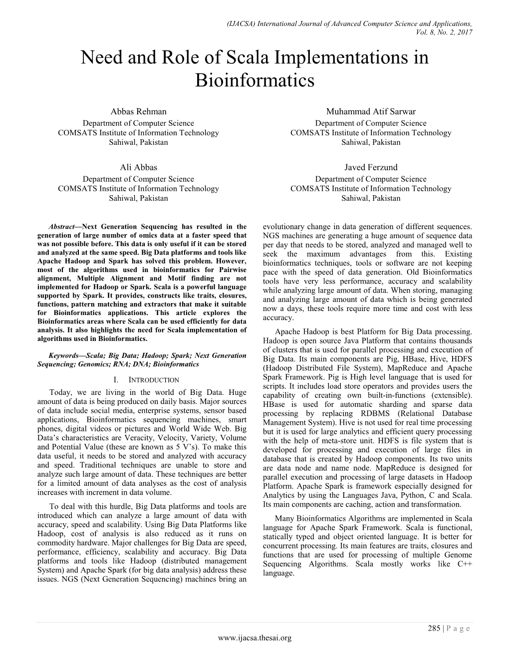 Need and Role of Scala Implementations in Bioinformatics