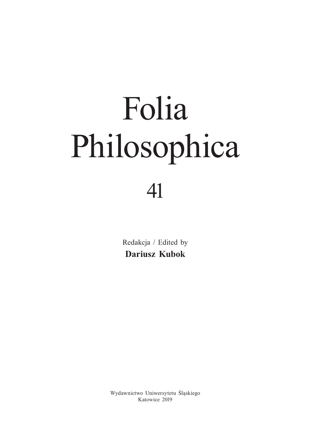 Folia Philosophica 41