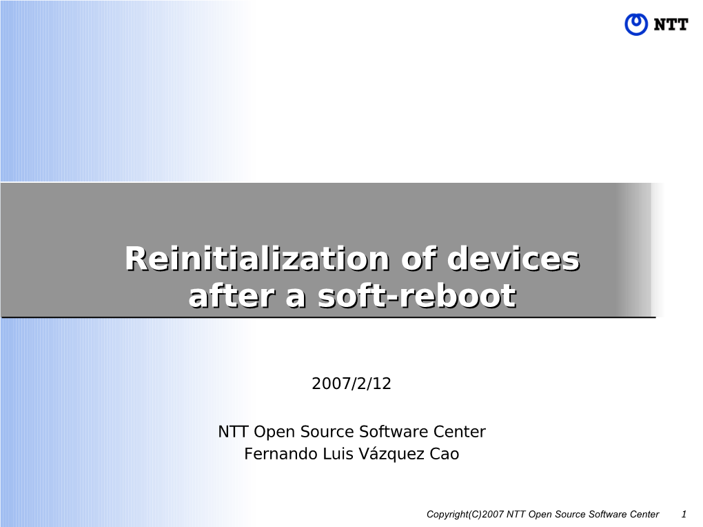 Reinitialization of Devices After a Soft-Reboot