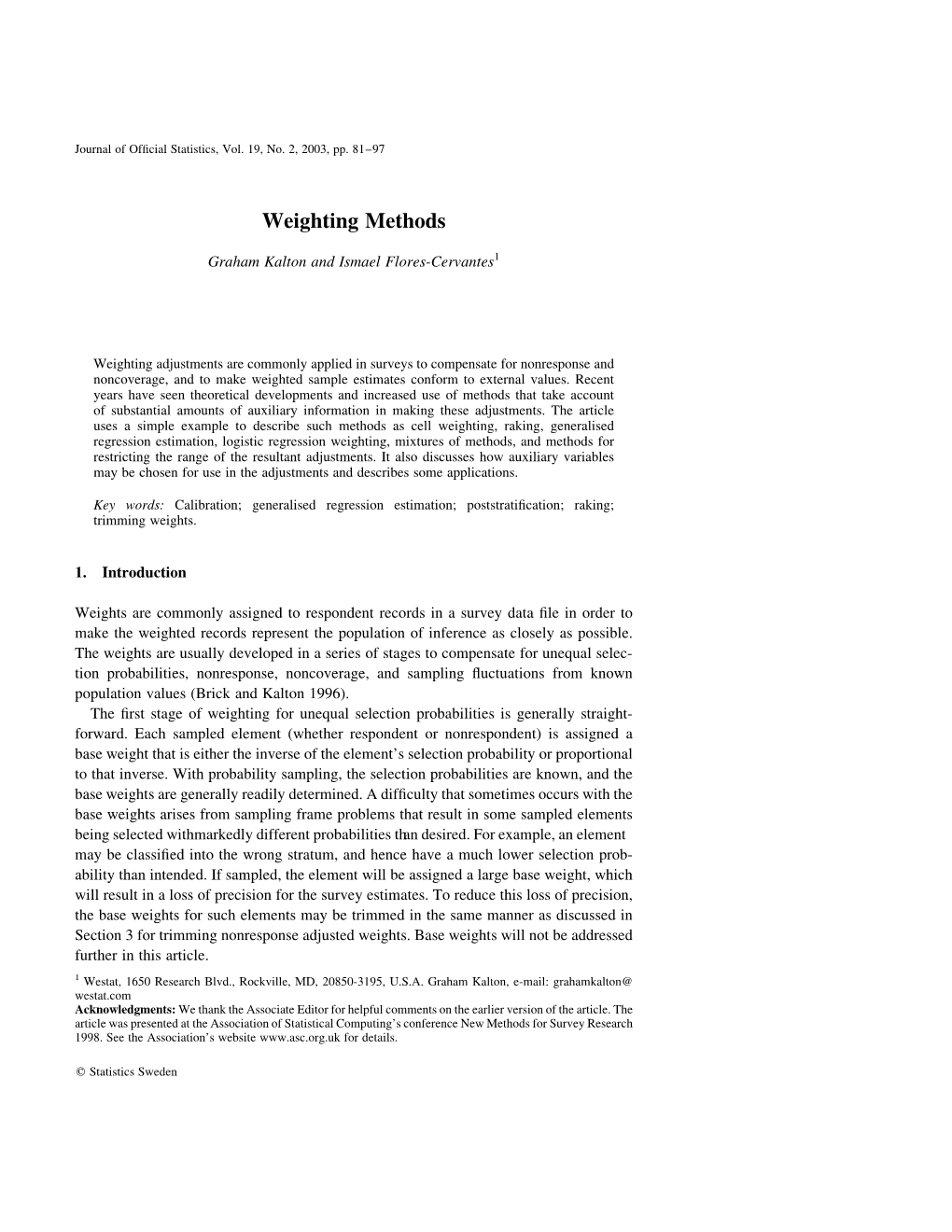 Weighting Methods