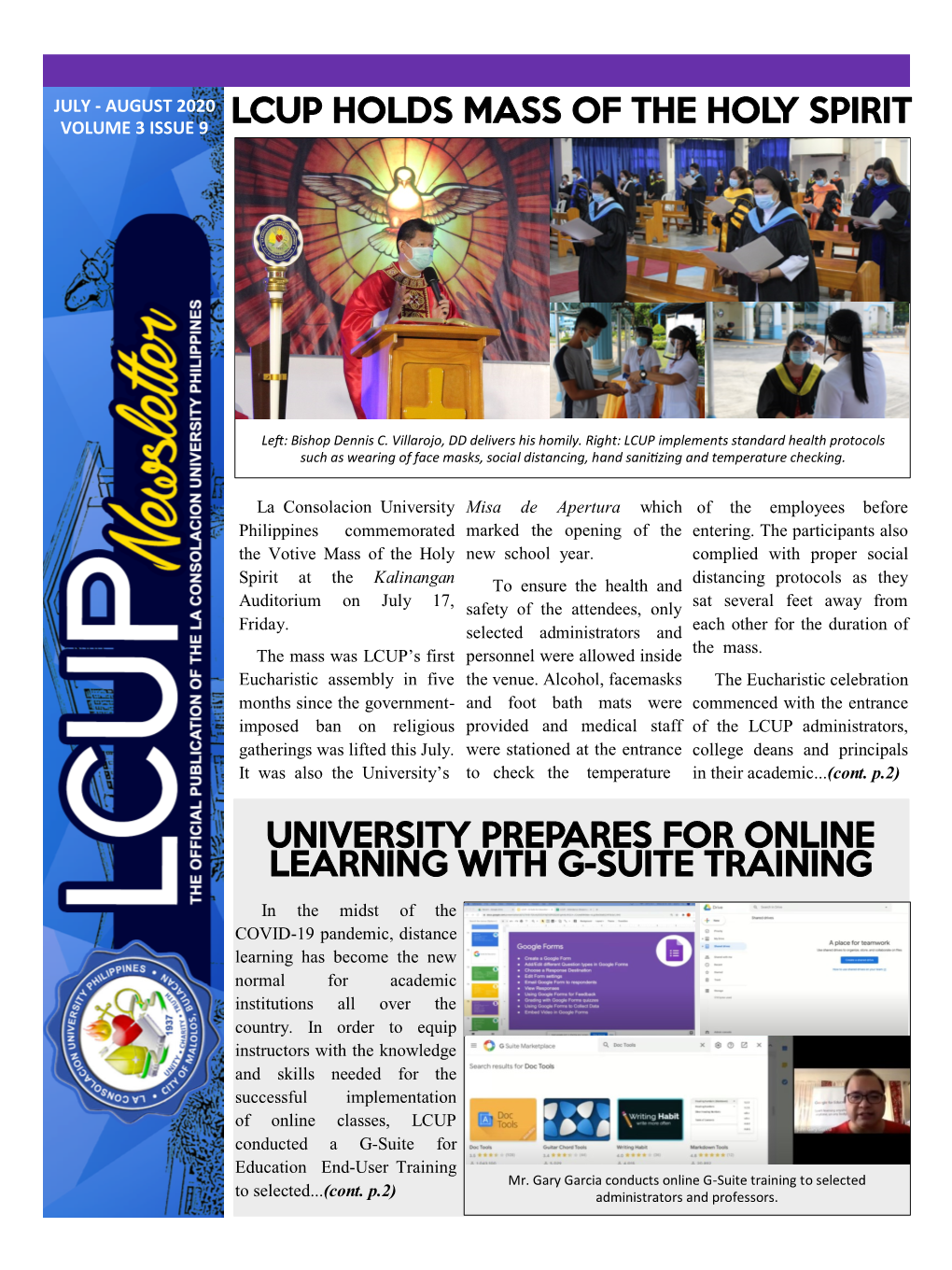 Lcup Holds Mass of the Holy Spirit University Prepares for Online Learning with G-Suite Training