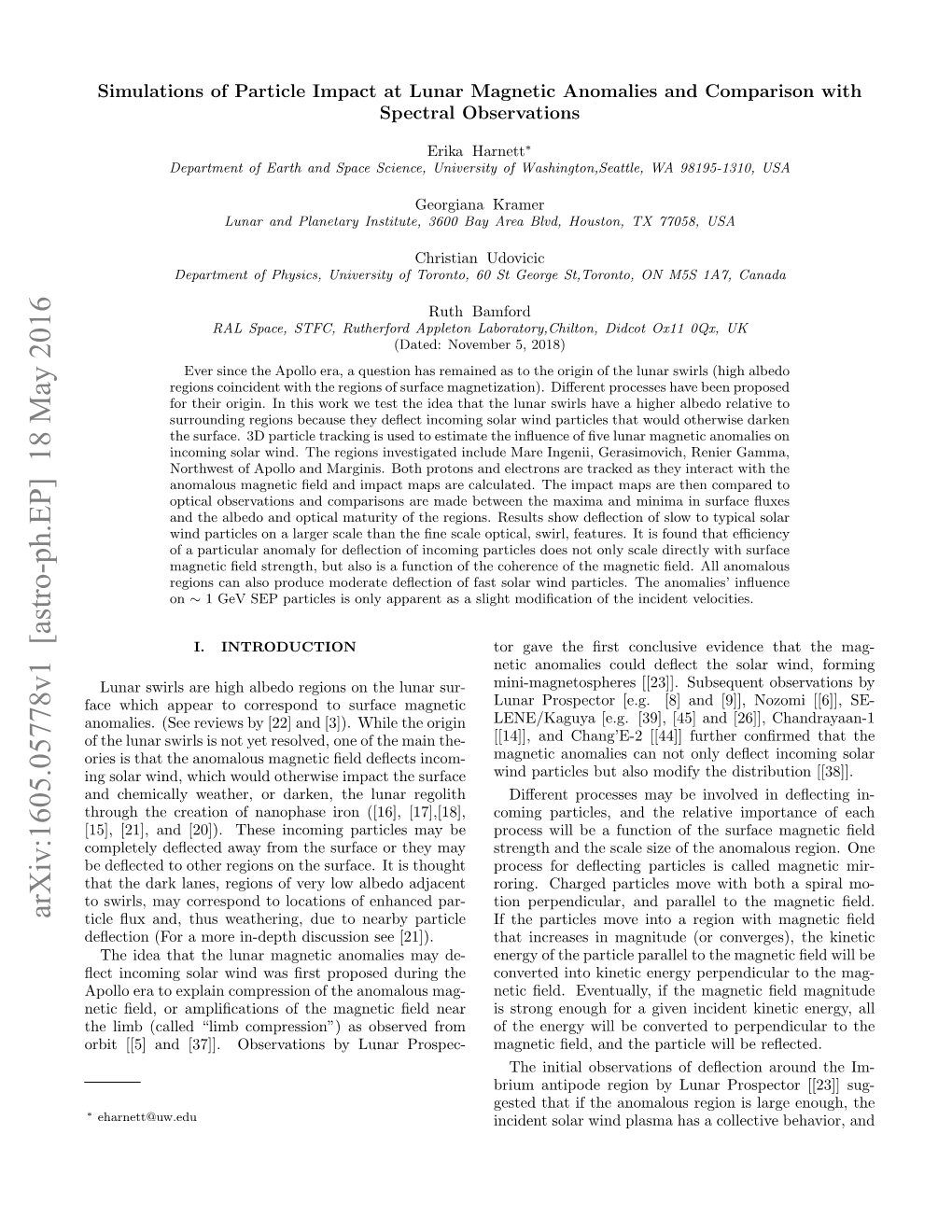 Simulations of Particle Impact at Lunar Magnetic Anomalies and Comparison with Spectral Observations