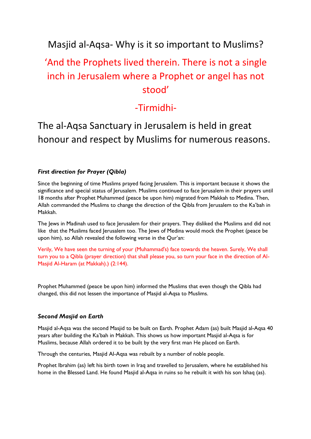 Masjid Al-Aqsa- Why Is It So Important to Muslims? 'And the Prophets Lived