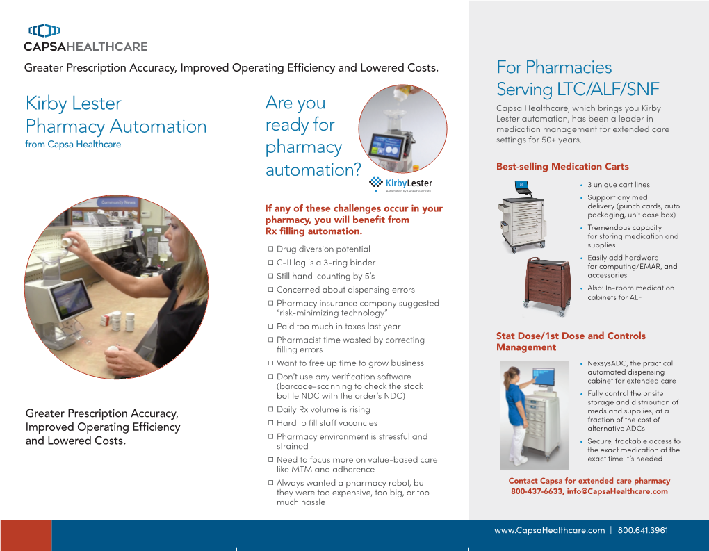 Product Brochures Pharmacy Automation Brochure