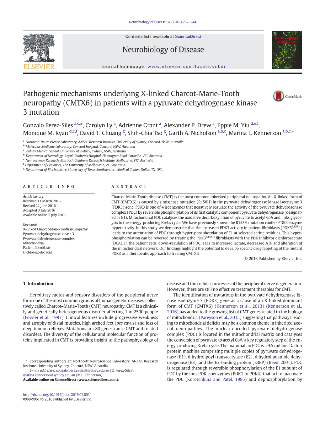 Pathogenic Mechanisms Underlying X-Linked Charcot-Marie-Tooth Neuropathy (CMTX6) in Patients with a Pyruvate Dehydrogenase Kinase 3Mutation