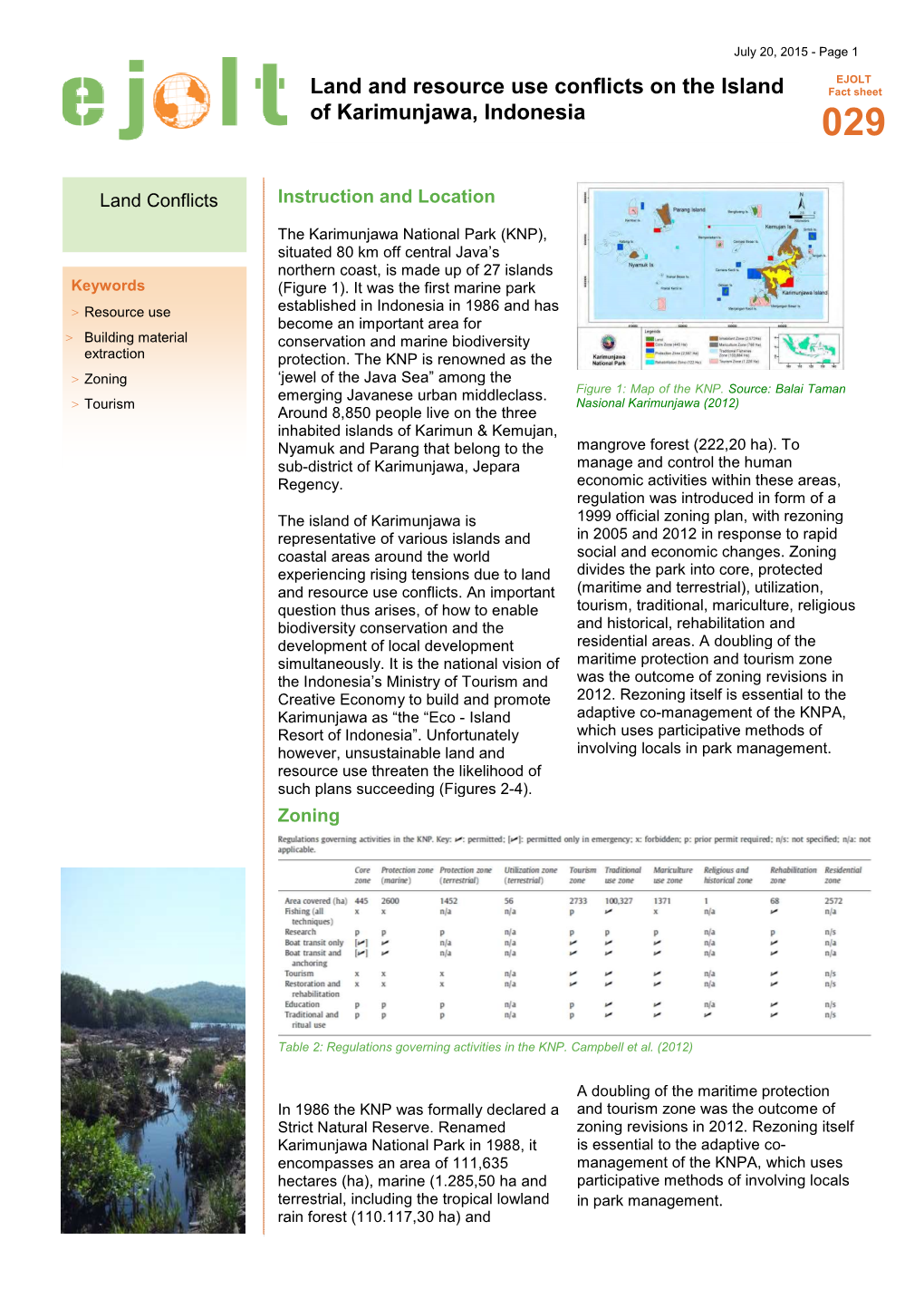 Land and Reso of Karimunjaw Land and Resource Use Conflicts on The