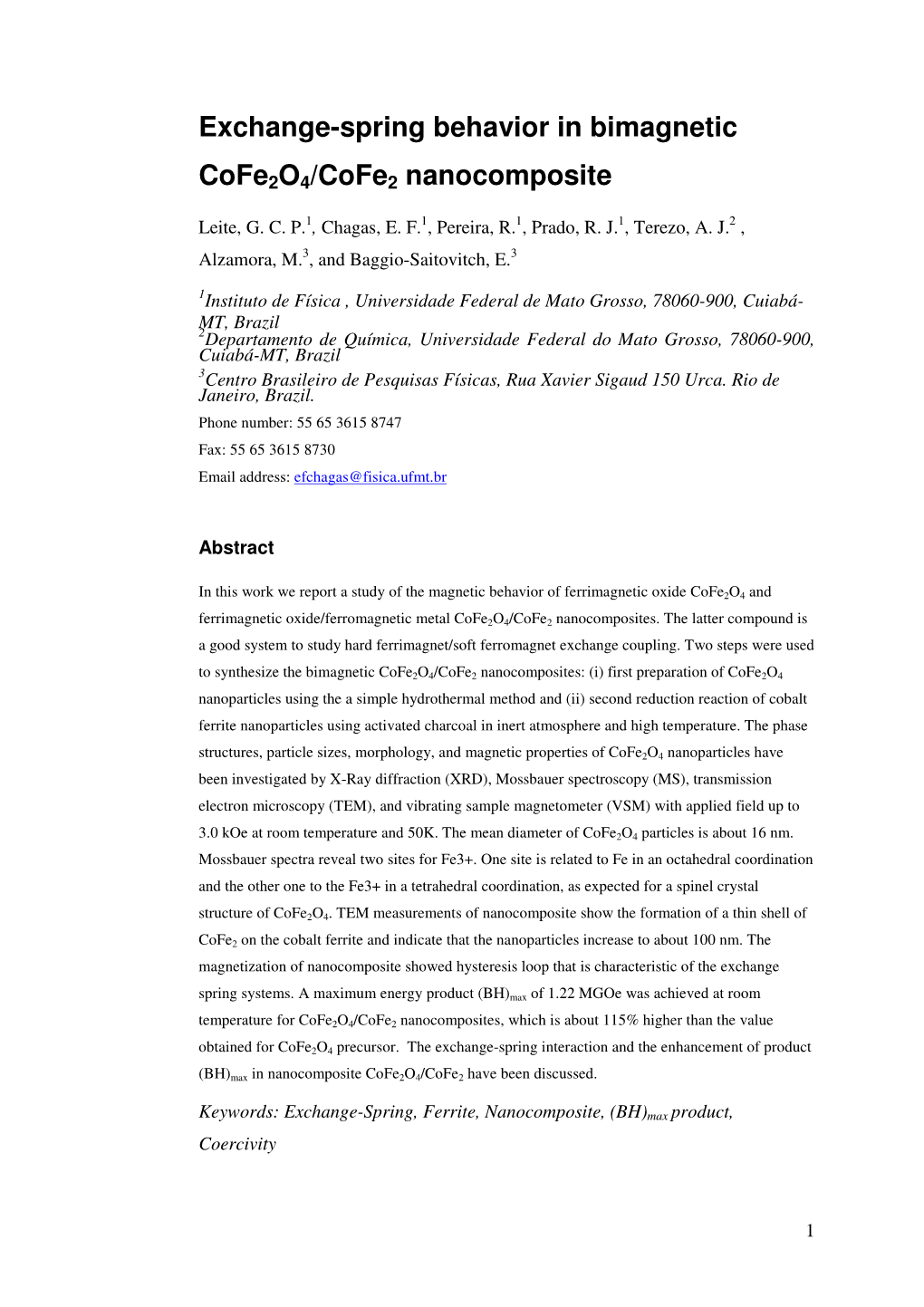 Exchange-Spring Behavior in Bimagnetic Cofe2o4/Cofe2