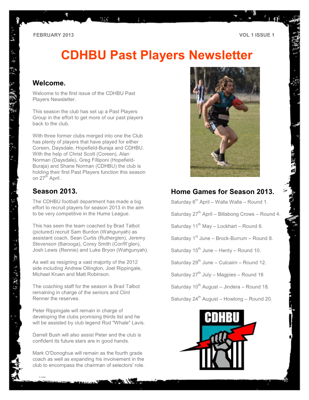 CDHBU Past Players Newsletter