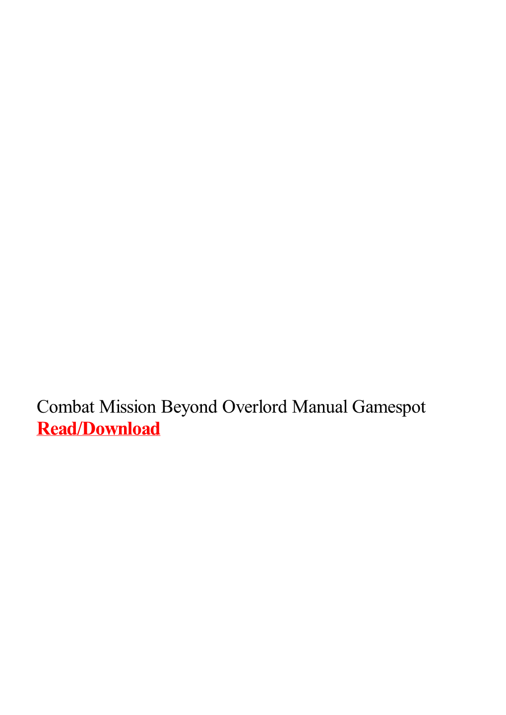 Combat Mission Beyond Overlord Manual Gamespot.Pdf