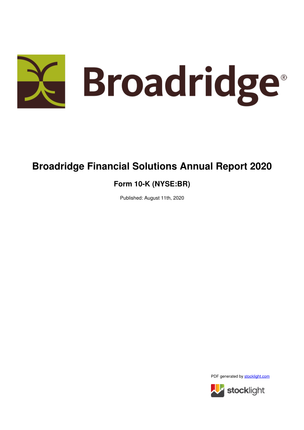 Broadridge Financial Solutions Annual Report 2020