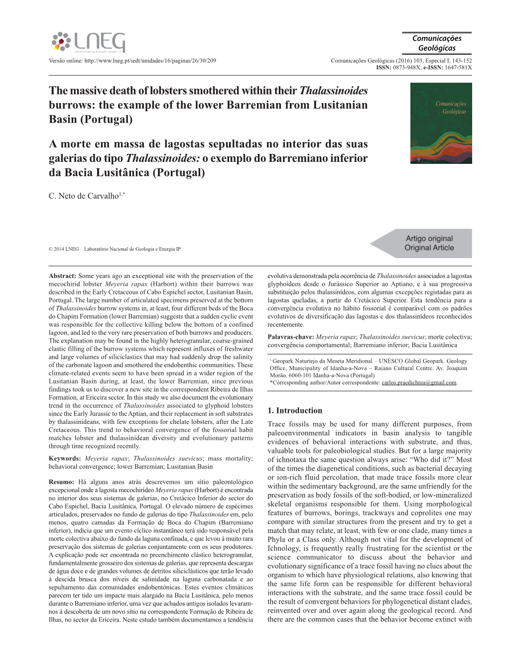 The Massive Death of Lobsters Smothered Within Their Thalassinoides Burrows: the Example of the Lower Barremian from Lusitanian Basin (Portugal)