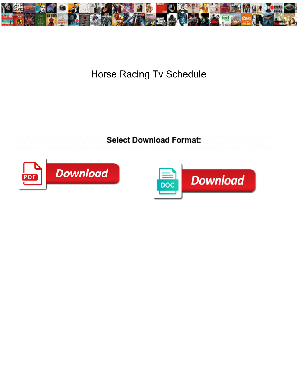 Horse Racing Tv Schedule