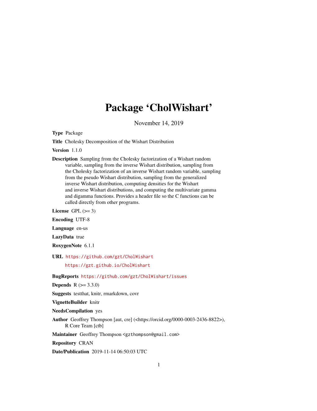 Package 'Cholwishart'