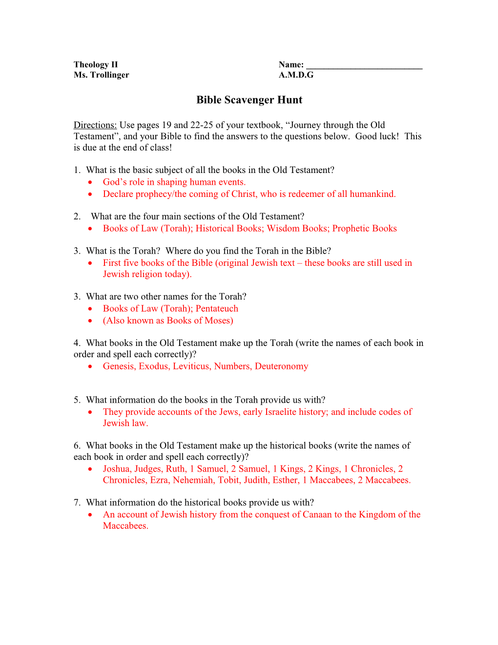 Bible Scavenger Hunt