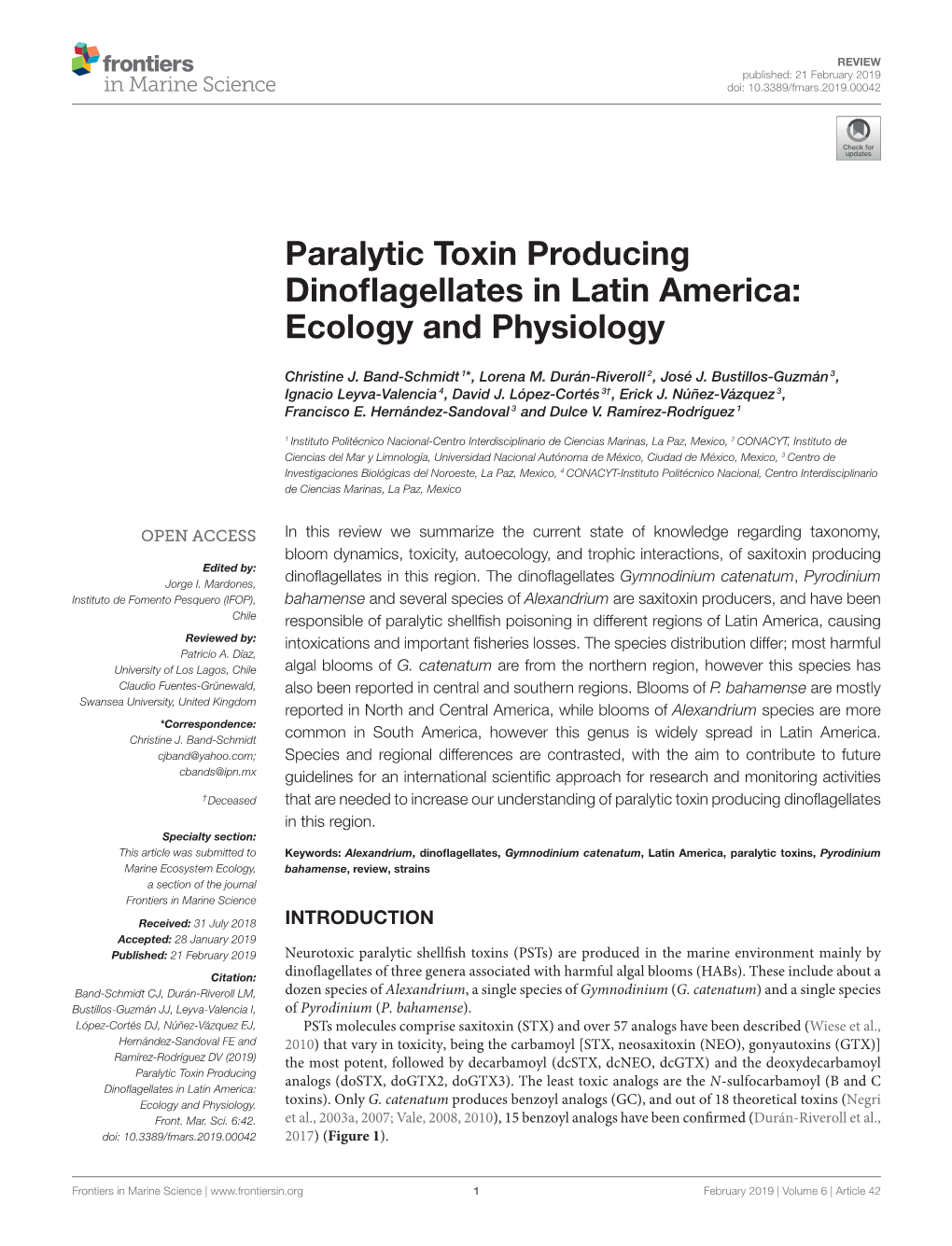 Paralytic Toxin Producing Dinoflagellates in Latin America: Ecology and Physiology