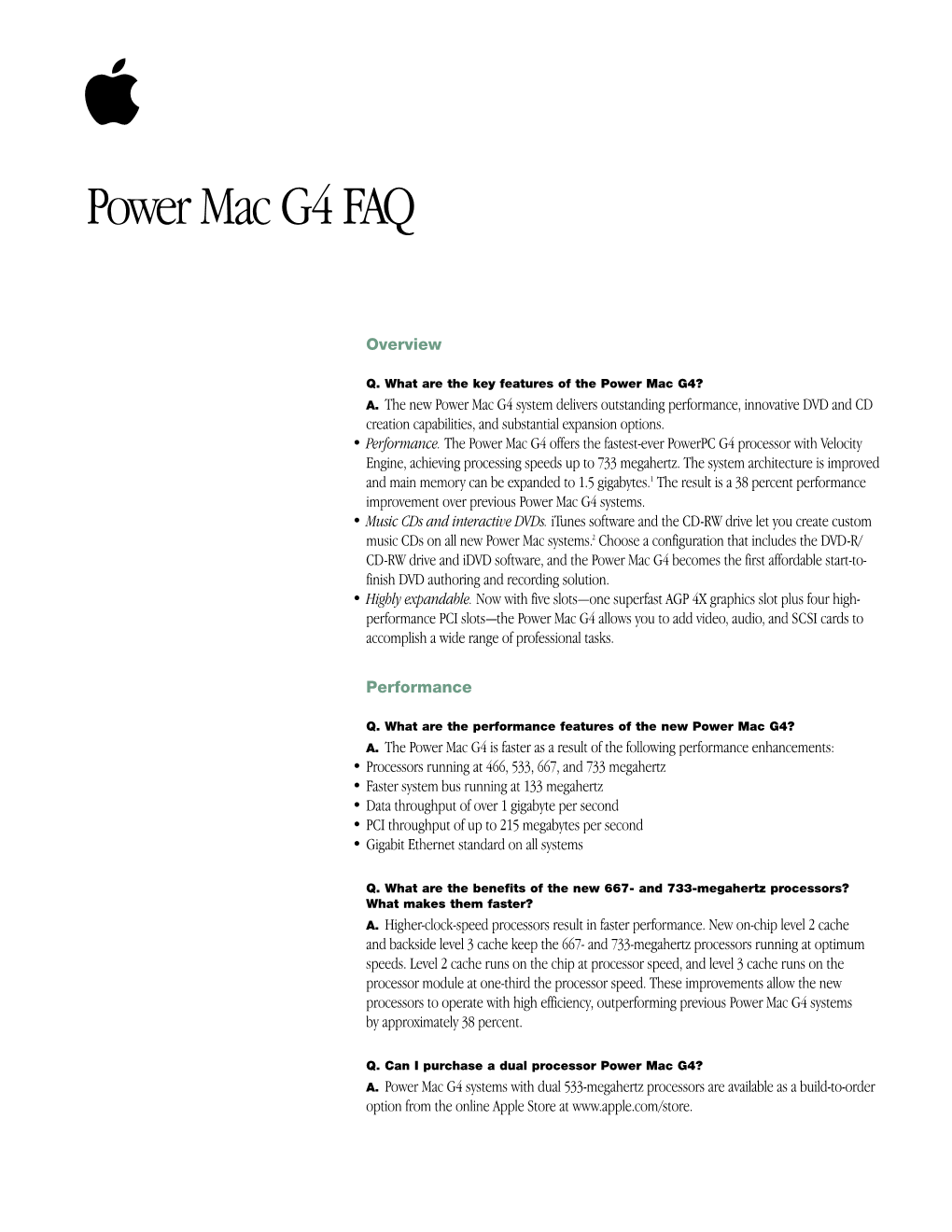 Power Mac G4 FAQ