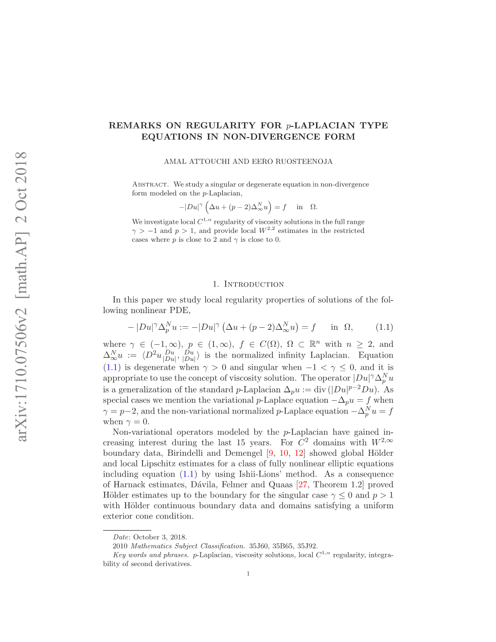 Remarks on Regularity for $ P $-Laplacian Type Equations in Non