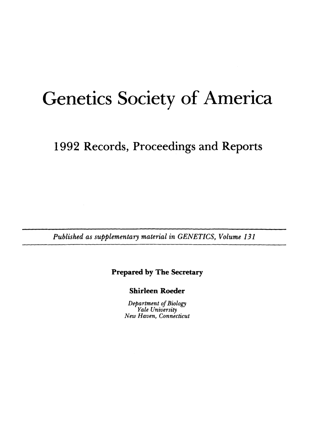 Genetics Society of America