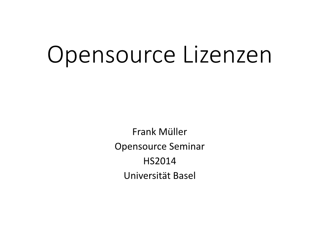 Opensource Lizenzen