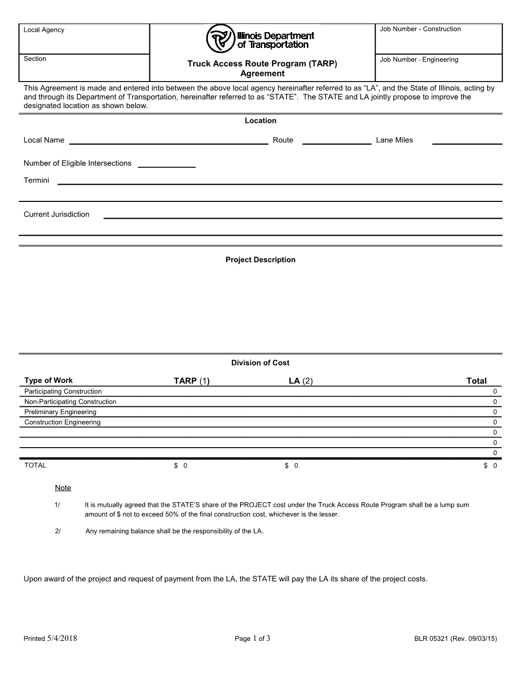 Truck Access Route Program (TARP) Agreement