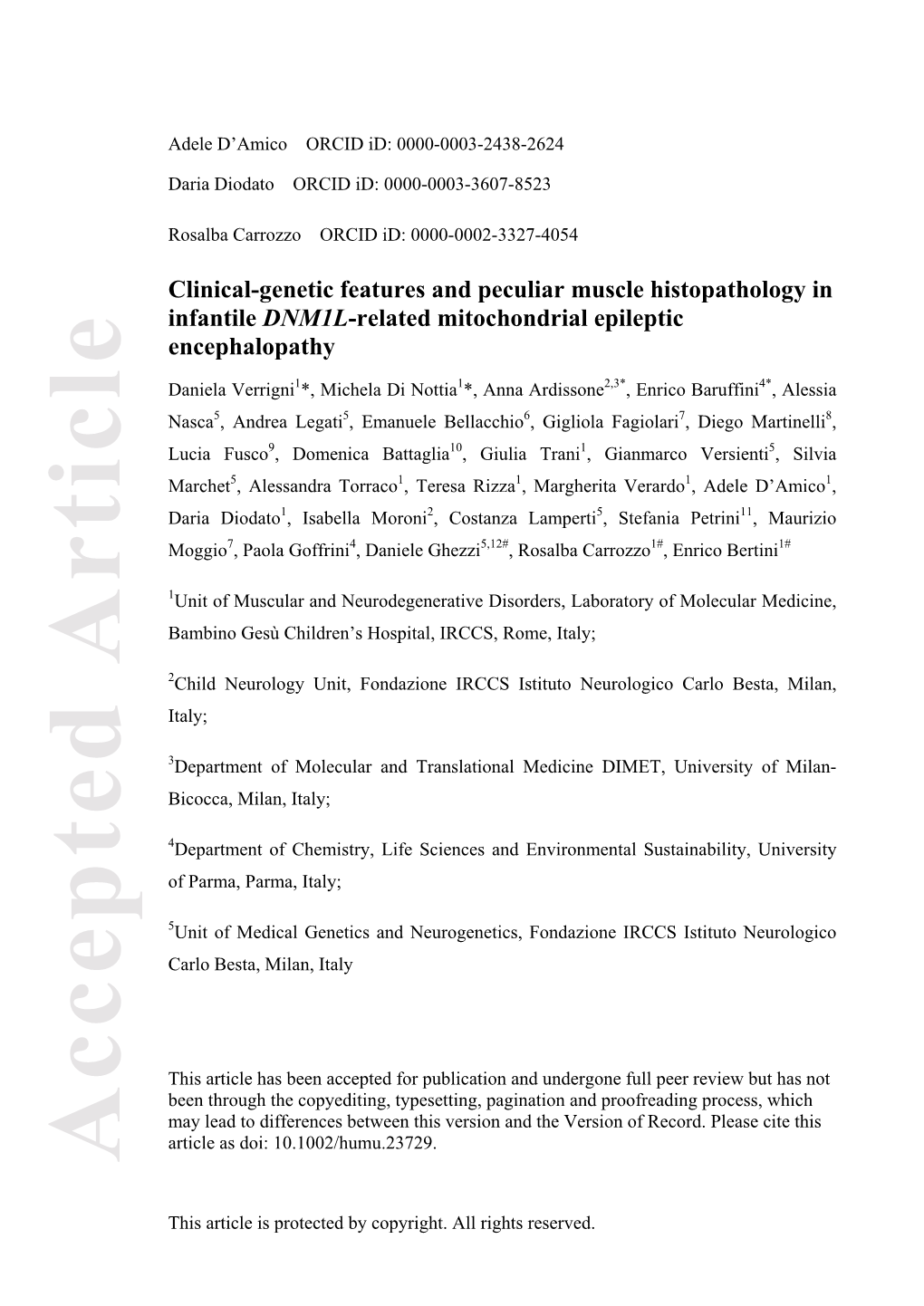 Clinical-Genetic Features and Peculiar Muscle Histopathology in Infantile