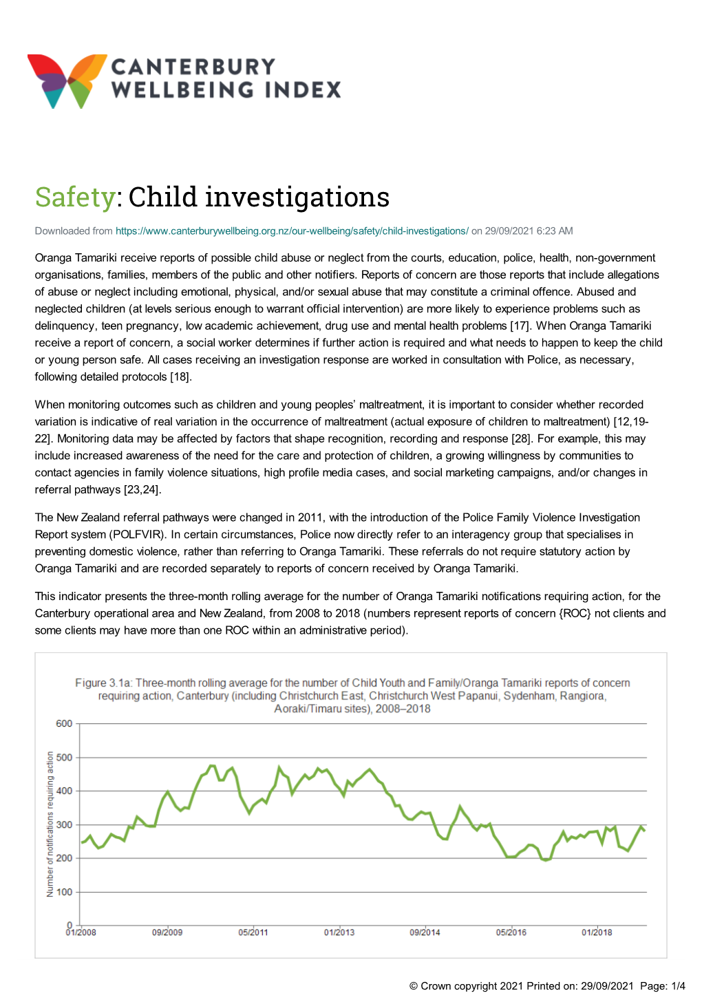 Child Investigations- Canterbury Wellbeing Index